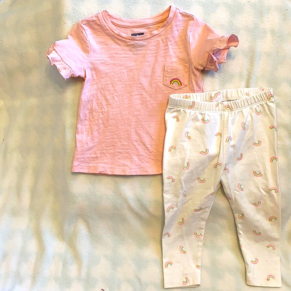 GAP Other - Girls short sleeve top, long pants rainbow set